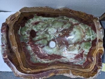 Évier en onyx marron et vert | Bassin de comptoir en marbre – 22" x 16" (pouces) 3