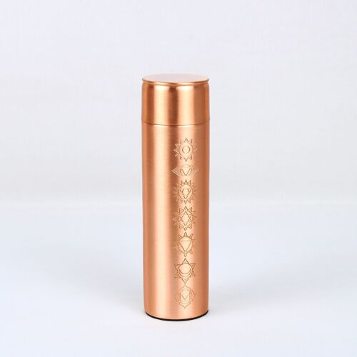 Seven Chakra Etching Slim Copper Bottle – 500ML