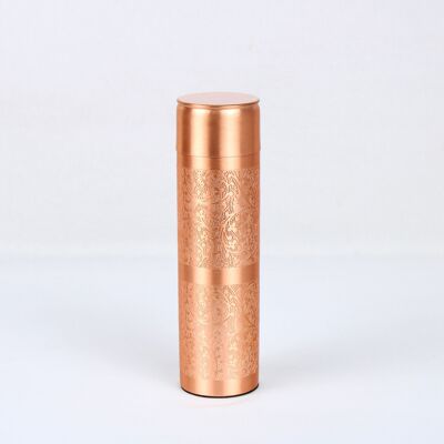 Botella de cobre delgada con grabado de flores - 500ML