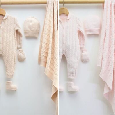 Conjunto de prendas de punto de algodón para bebé modelo cadena recién nacido 0-3M