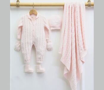 Ensemble de tricot en coton pour bébé, modèle de chaîne pour nouveau-né de 0 à 3 mois 2