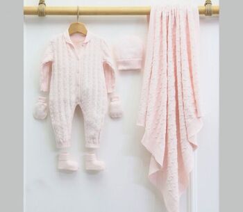 Ensemble de tricot en coton pour bébé, modèle de chaîne pour nouveau-né de 0 à 3 mois 5