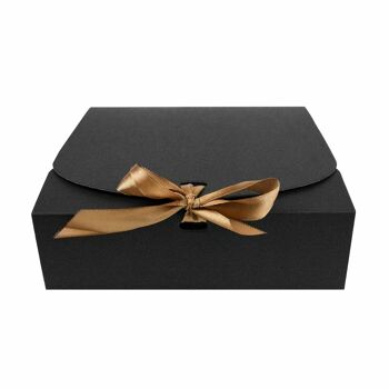 Coffret Cadeau Carré Nœud Noir - 16,5 x 16,5 x 5 cm - Lot de 12 5