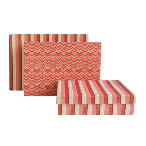 Printed Red Pink Gift Box - Set of 3