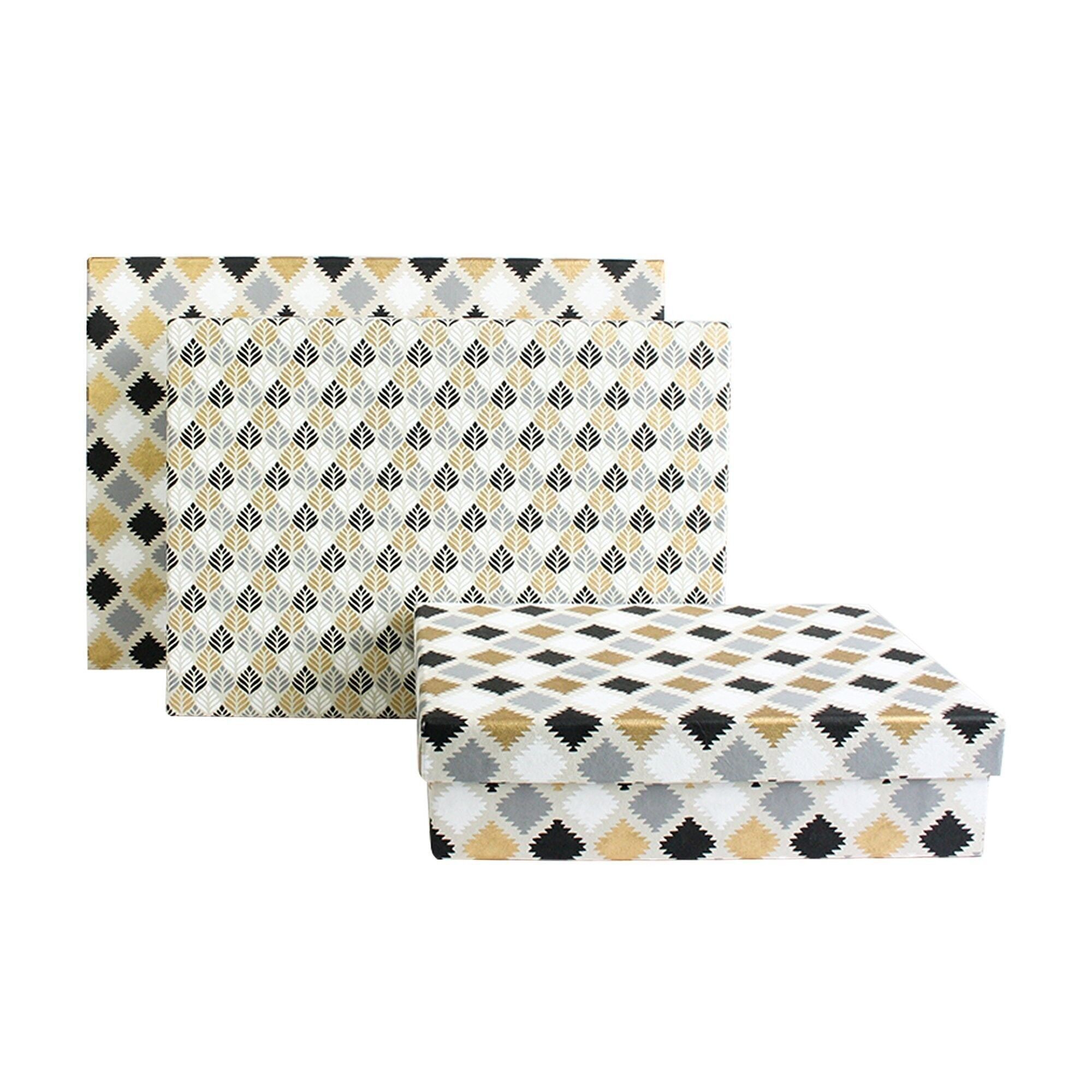 Caja de regalo impresa en oro negro - Juego de 3