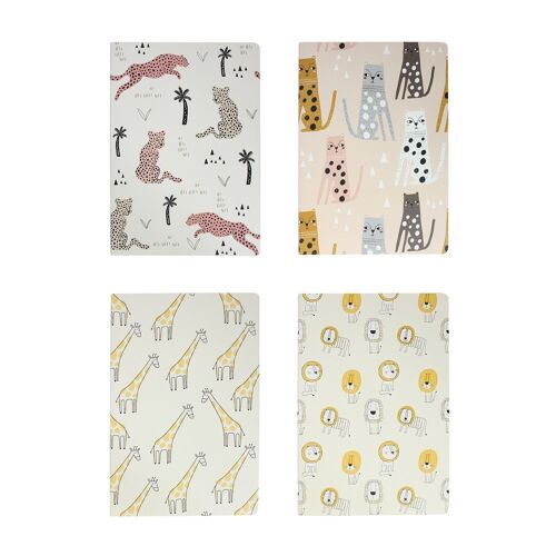 Animal Softcover Notebook - Set of 4 - A5