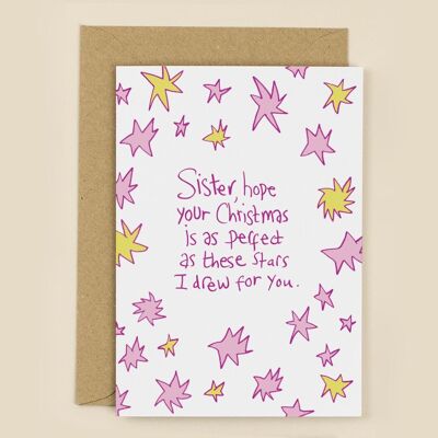 Tarjeta de Navidad Sister Perfect Stars