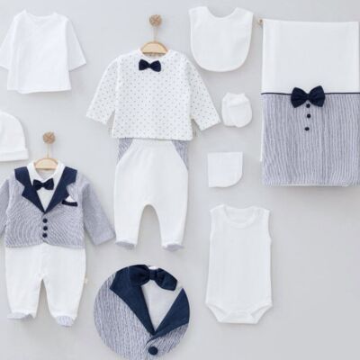 Maßgeschneidertes Set für Neugeborene, Jungen, 0–3 Monate, spezielles Design, Marineblau