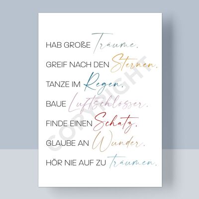 POSTKARTE - HAB GROßE TRÄUME