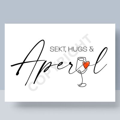 POSTKARTE - SEKT, HUGS & APEROL