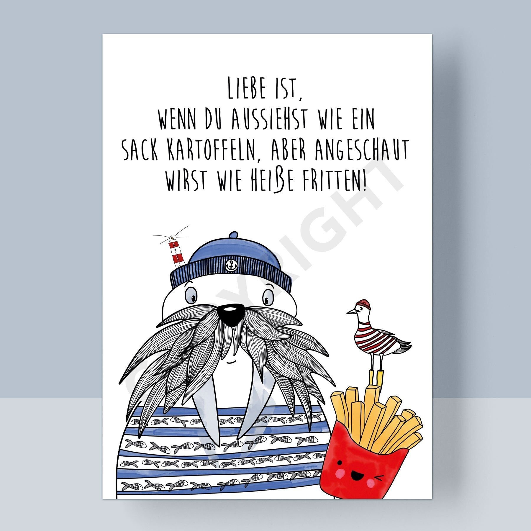 CARTOLINA - L'AMORE È... FRITTE CALDE!