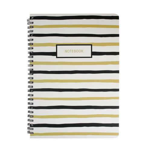 B5 Black & Gold Doodle Notebook - Stripes