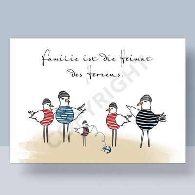 POSTCARD - FAMILY IS HOME OF THE HEART