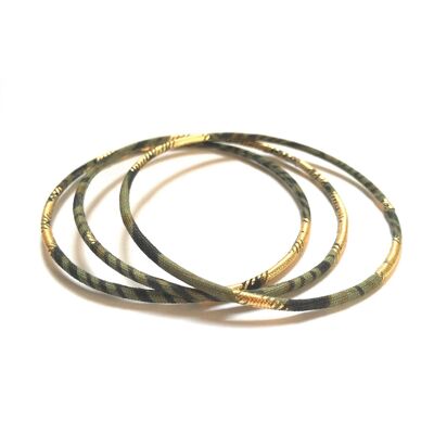 Thin khaki/gold wax bracelets