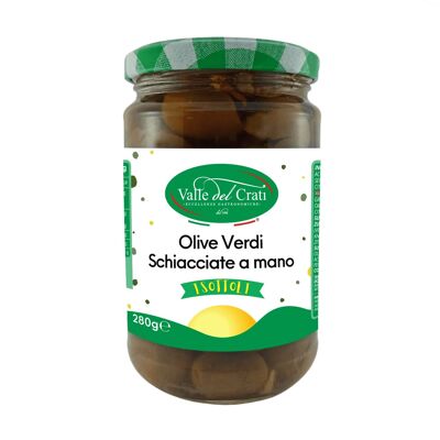 Olive Verdi Schiacciate a Mano, 280g