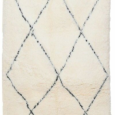 Tapis berbere authentique marocain laine noir blanc Kchacha