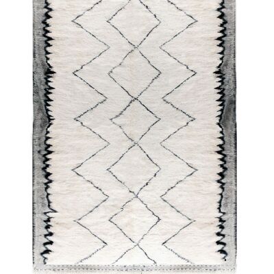 Tapis berbere authentique marocain laine noir blanc Riad