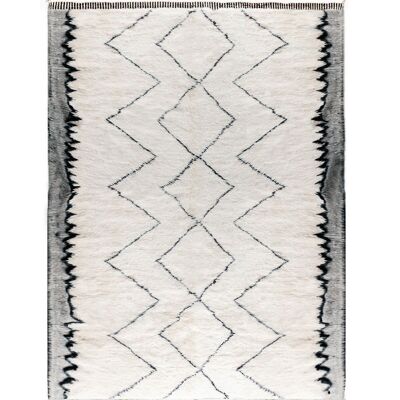 Autentico tappeto berbero marocchino in lana nero bianco Riad