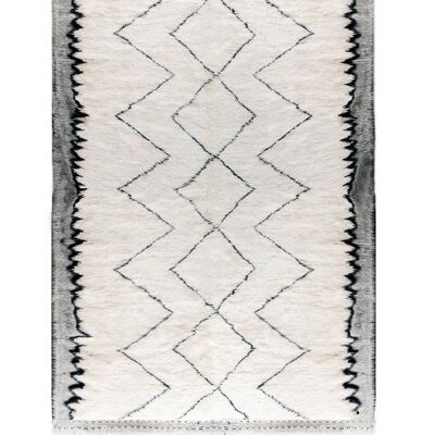 Autentico tappeto berbero marocchino in lana nero bianco Riad