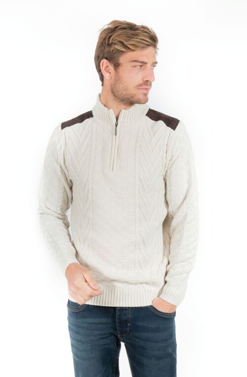 Pull maille fantaisies col zip