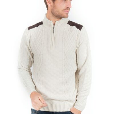 Fancy knit sweater with zip collar