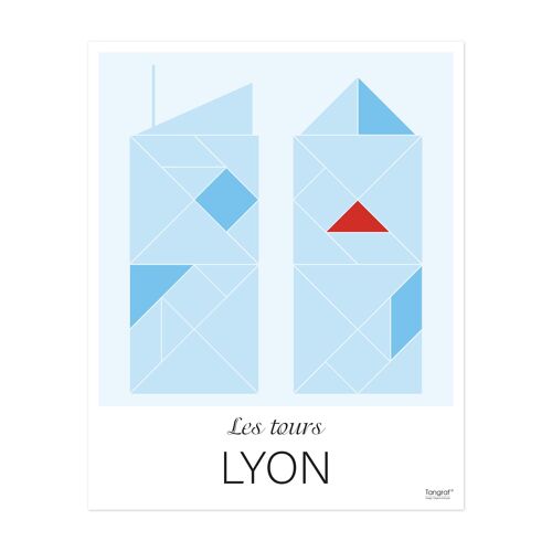 Affiche ville LYON Les tours - 50x40 cm 350gr