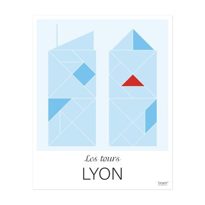 LYON city poster The towers - 50x40 cm 350gr