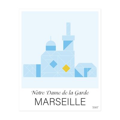 MARSIGLIA Manifesto cittadino Notre Dame de la Garde - 50x40 cm 350gr