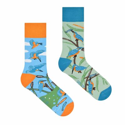 Kingfisher socks - casual mismatched socks
