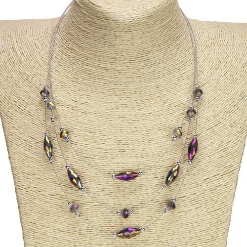 3strängige Modekette, Glas, Grau-Lila