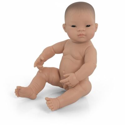 Miniland Dolls: AZIATIC BABY BOY DOLL 40cm, perfumado vainilla, impermeable, muñeca sexual, en resina. Fabricado en España, 10m +