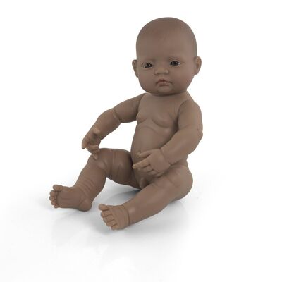 Miniland Dolls: LATIN AMERICAN BABY BOY DOLL 40cm, vanilla scented, waterproof, gendered doll, in resin. Made in Spain, 10m +
