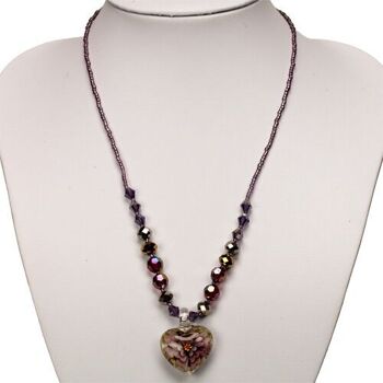 Collier en verre avec pendentif, violet 2