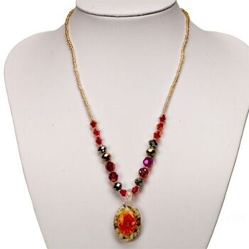 Collier en verre avec pendentif, rouge 2 1