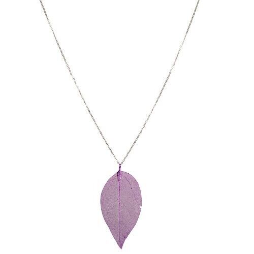 Necklace leaf, 100cm, purple
