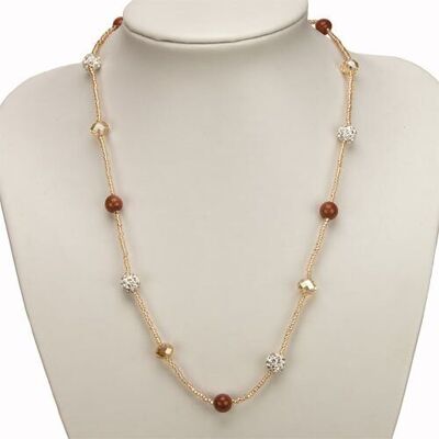Collar de cristal con piedras naturales, flujo de oro.