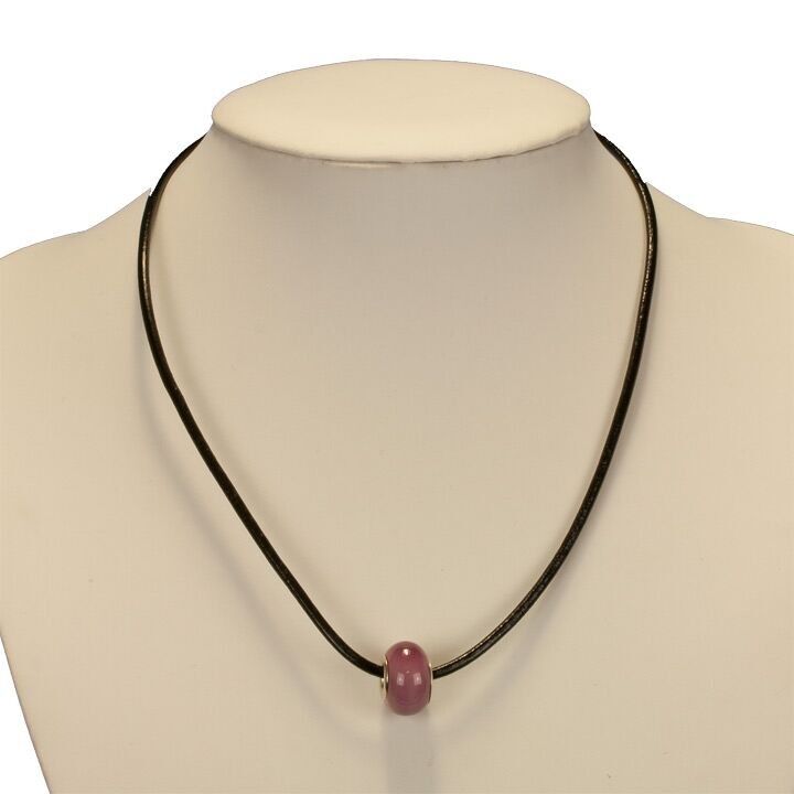 Collana in pelle con perla modulo, lilla