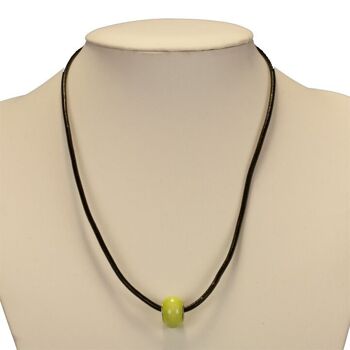 Collier cuir avec module perle, vert clair 2