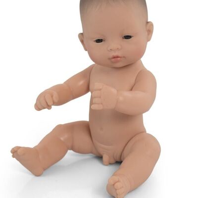 Miniland Poupées: ASIAN BABY BOY DOLL 32cm, vanilla scented, waterproof, gendered doll, in resin. Made in Spain, 10m +