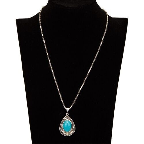 Collar con colgante, azul 4