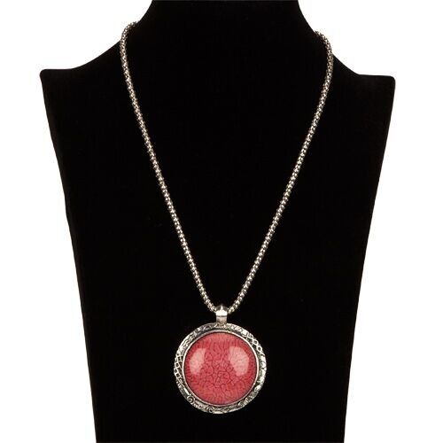 Collana con pendente, cerchio, rosso