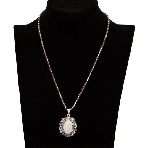 Collar con colgante, blanco 4