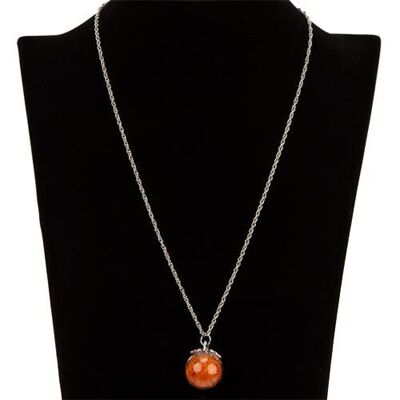 Halskette mit gefüllter Glaskugel, Orange 2