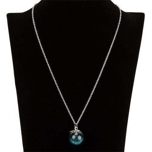 Collana con sfera di vetro riempita, turchese