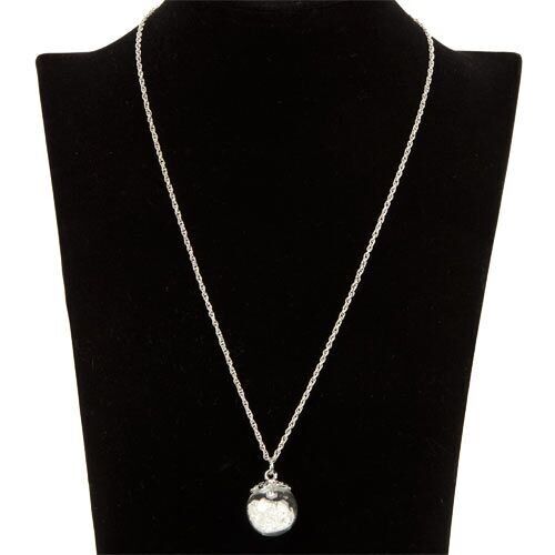 Collana con sfera di vetro riempita, bianca