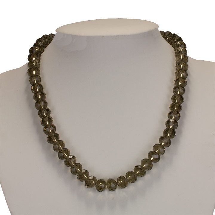 Collana con perle di vetro molato, marrone