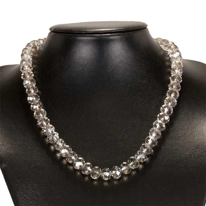 Collana con perle di vetro, grigio