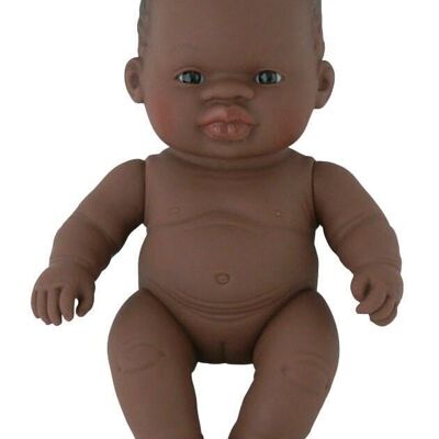 Miniland Dolls: AFRICAN BABY GIRL DOLL 21cm, vanilla scented, waterproof, gendered doll, in resin, in gift box. Made in Spain, 10m +