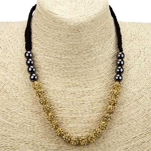 Collana con palline glitterate, 10 mm, oro