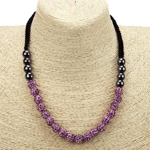 Collar con bolas de purpurina, 10 mm, violeta